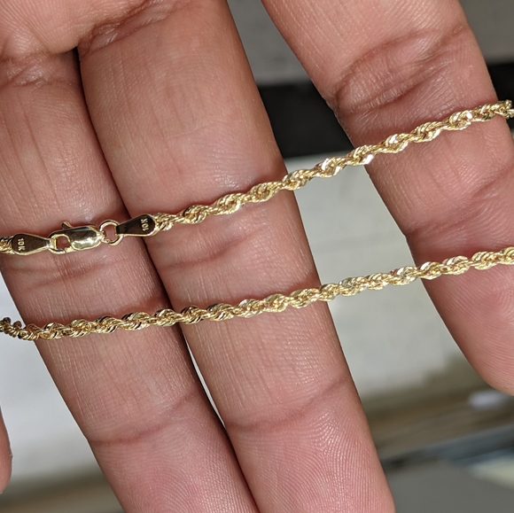 10kt Real Gold Rope Chain 2mm 16 Inches - Picture 6 of 8